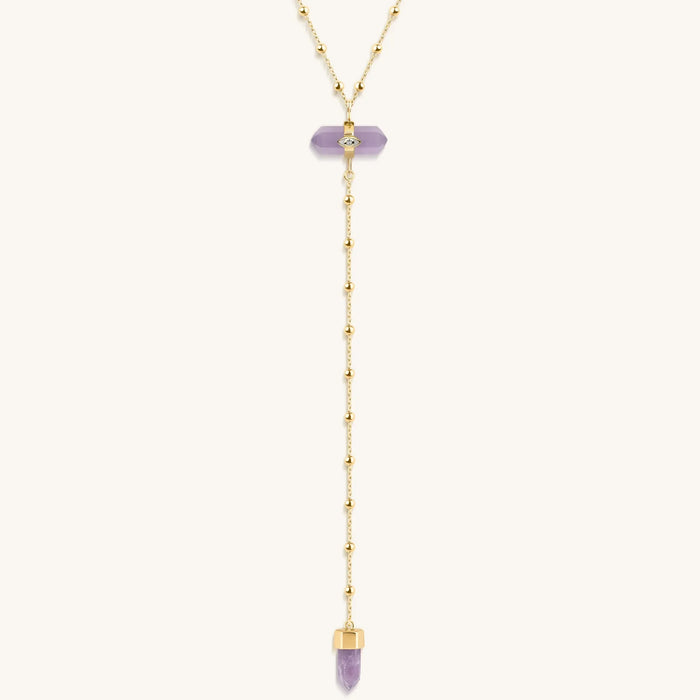 Divine Guidance Amethyst Gold Evil Eye Necklace