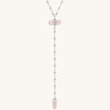 Guided by Love Rose Quartz Silver Evil Eye Necklace