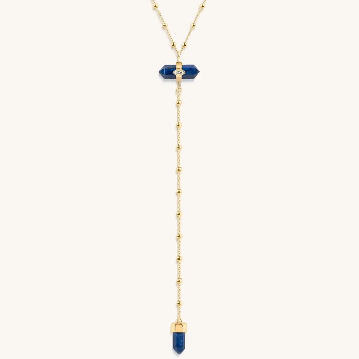 Sacred Integrity Lapis Lazuli Gold Evil Eye Necklace