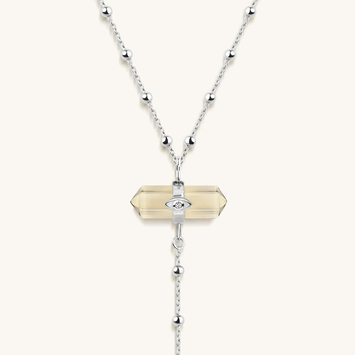 Sunny Soul - Citrine Silver Evil Eye Necklace