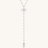 Clear Mind Crystal Quartz Silver Evil Eye Necklace