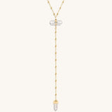 Clear Mind Crystal Quartz Gold Evil Eye Necklace