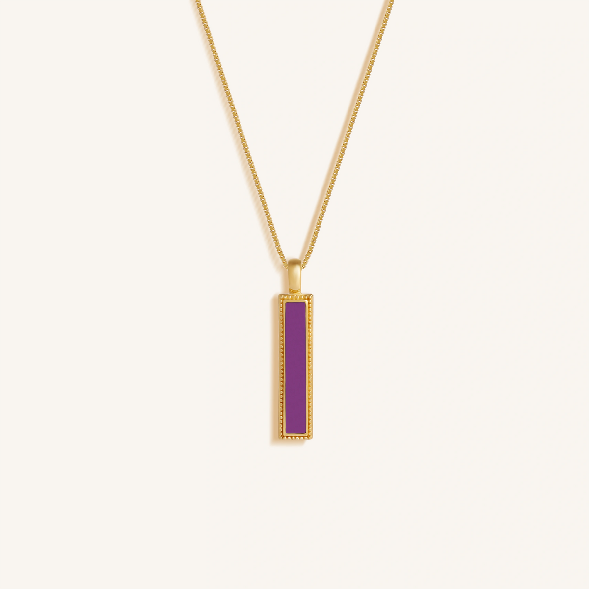 Harmonious Path Amethyst Peace Charm Gold Necklace