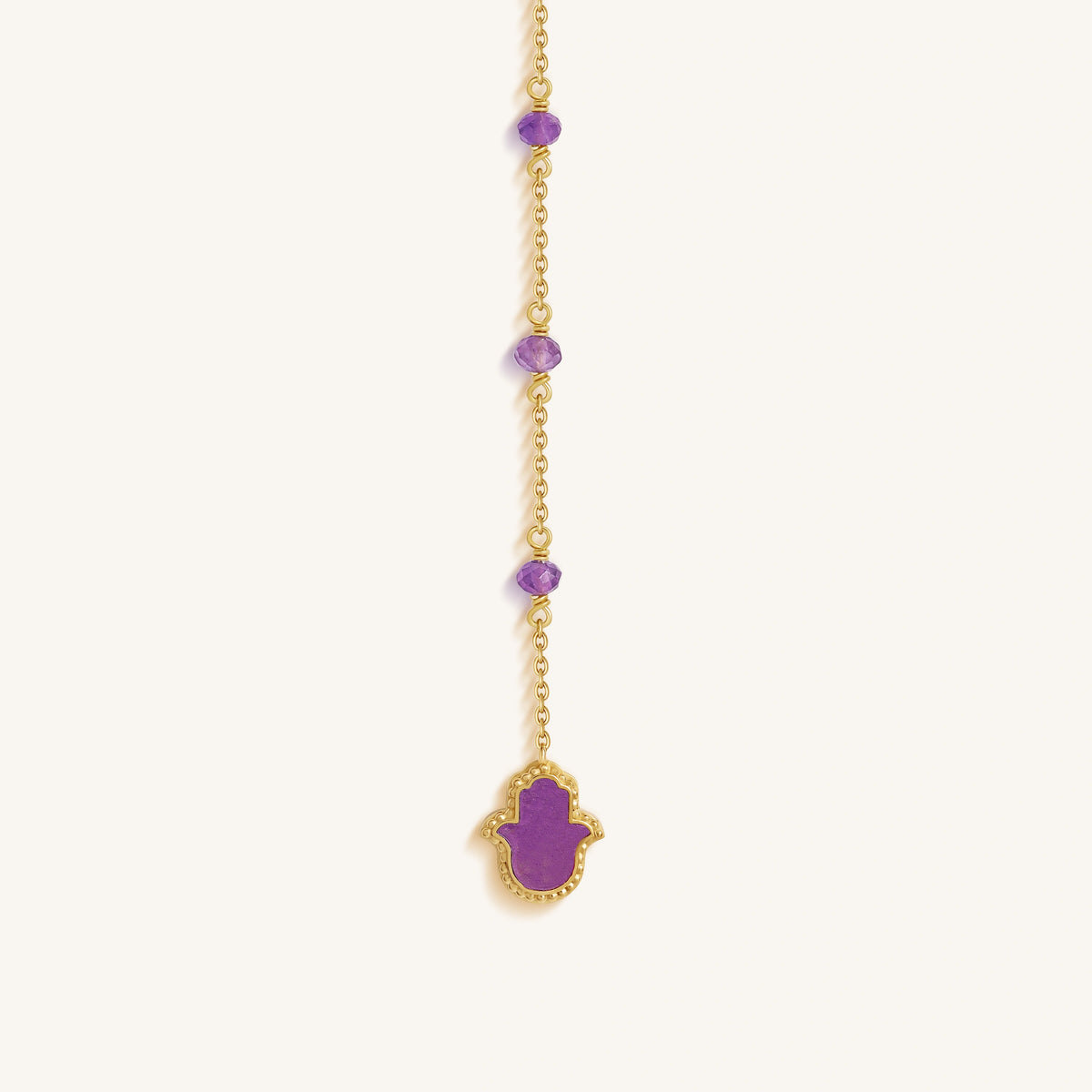 Guardian Spirit Amethyst Hamsa & Evil Eye Gold Necklace