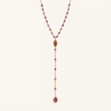 Guardian Spirit Amethyst Hamsa & Evil Eye Gold Necklace