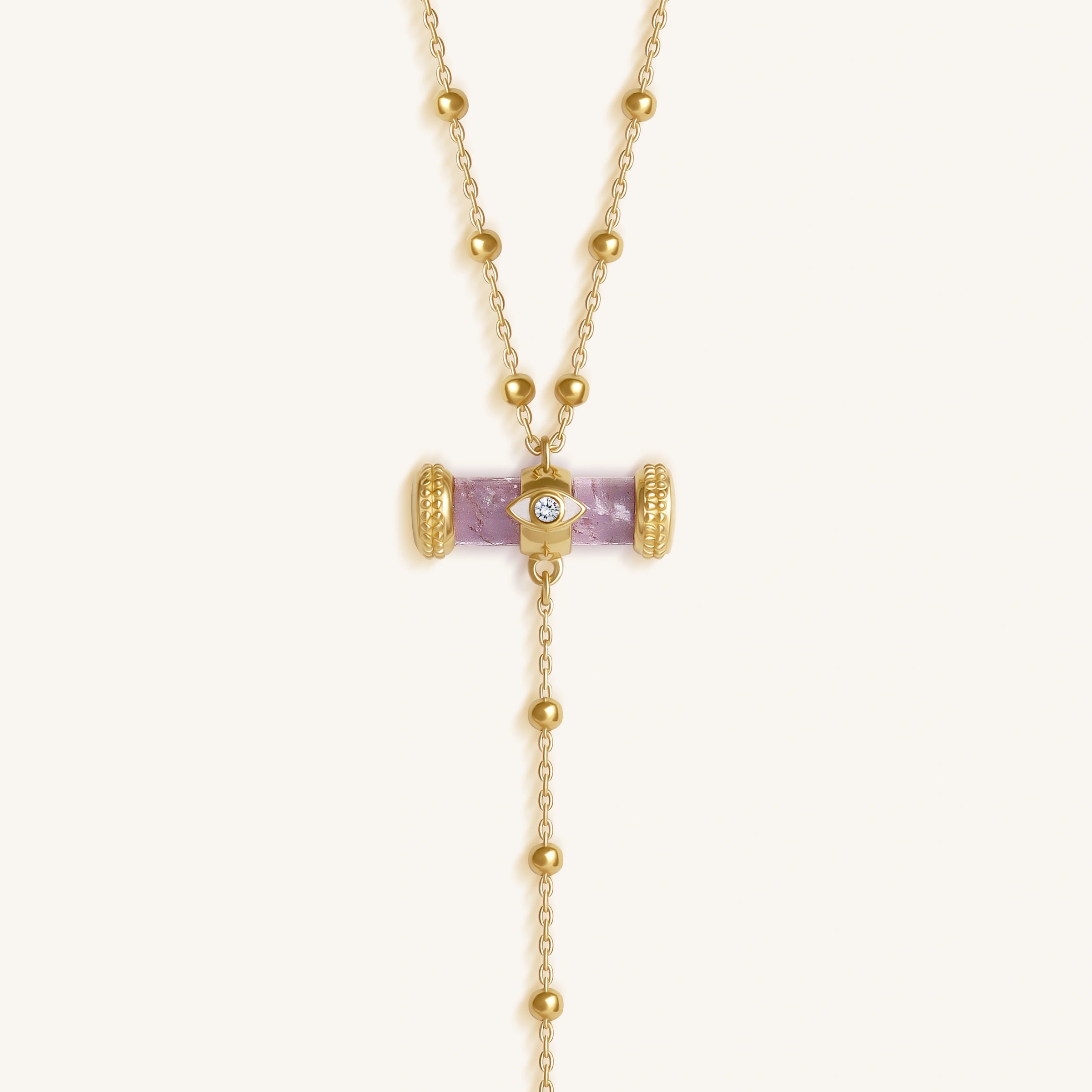 Sacred Remedy Gold Amethyst Evil Eye Necklace