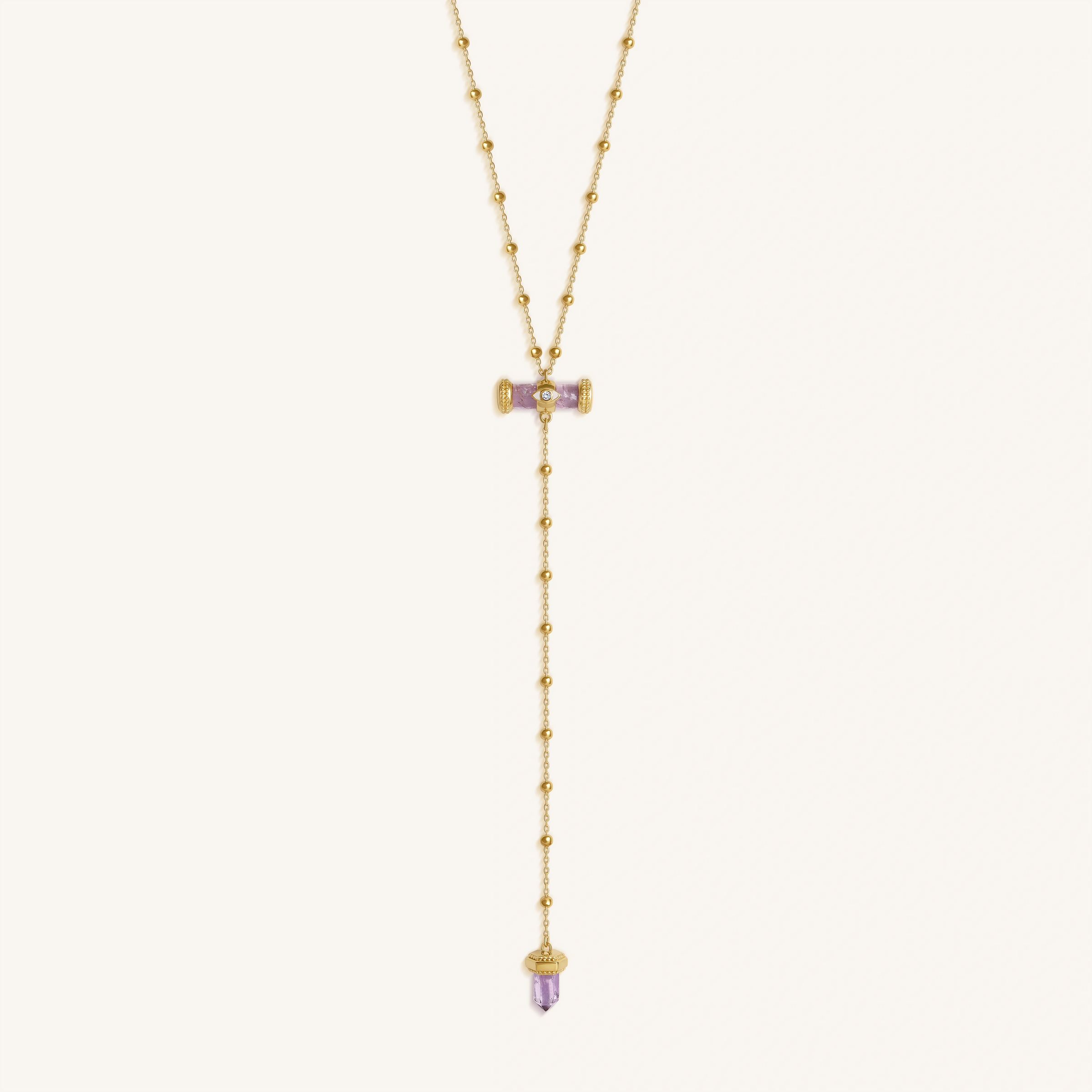 Sacred Remedy Gold Amethyst Evil Eye Necklace
