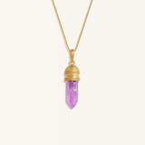 Sacred Tranquility Gold Amethyst Pendant Necklace