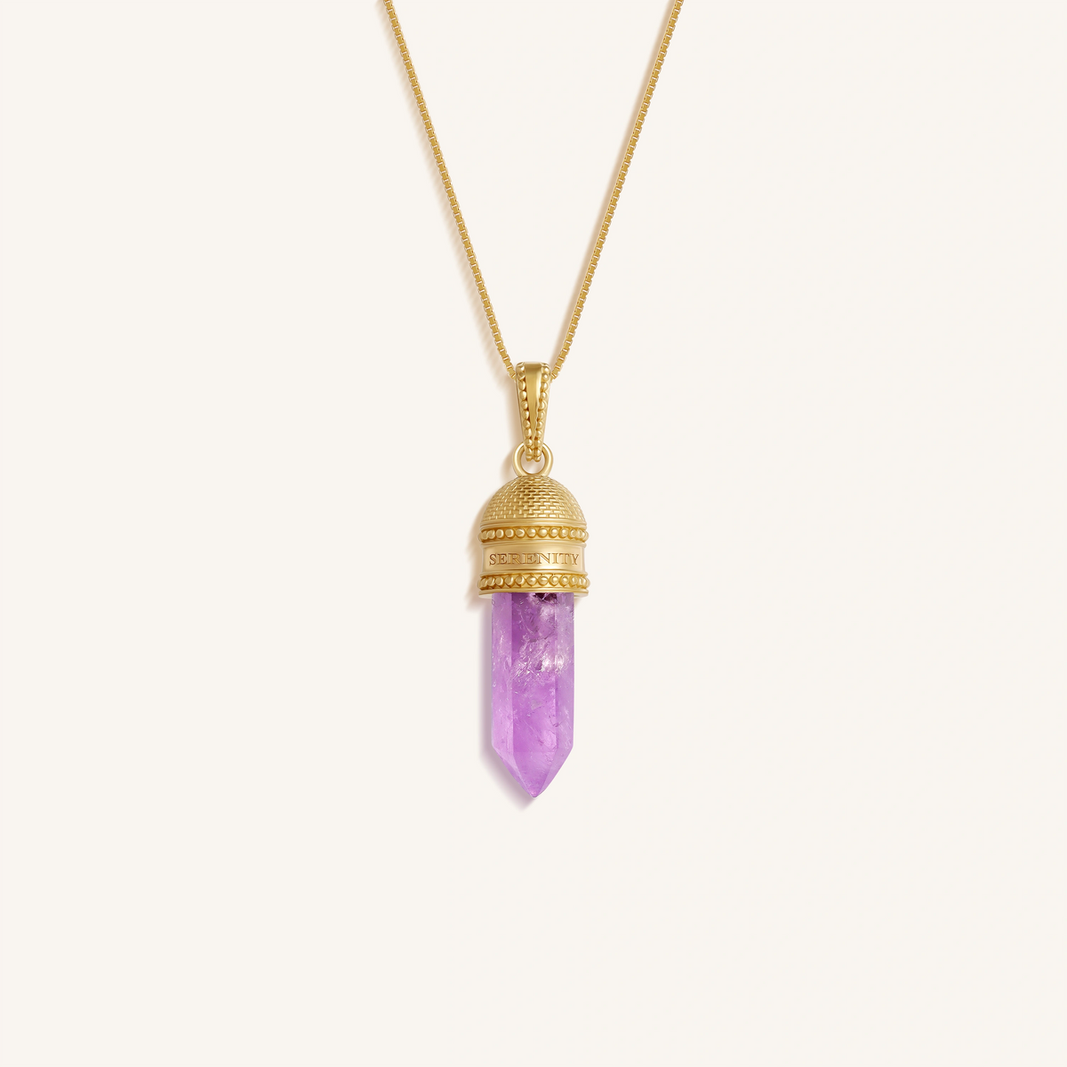 Sacred Tranquility Gold Amethyst Pendant Necklace