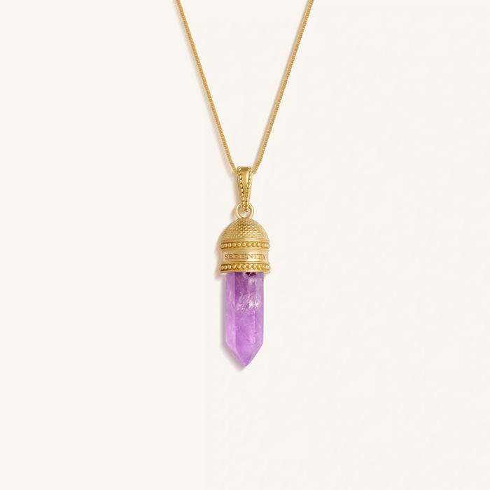 Sacred Tranquility Gold Amethyst Pendant Necklace