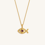 Boundless Wisdom Sapphire Ichthys Bible Nano Chip Necklace