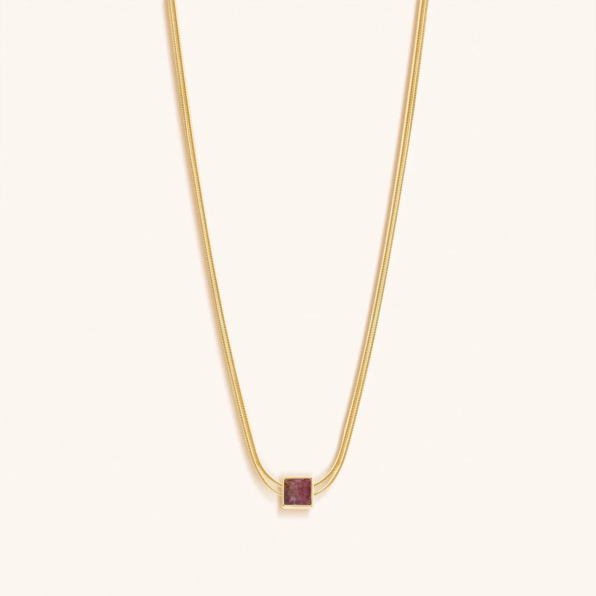 Charm & Harmonize Pink Tourmaline Evil Eye October Birthstone Necklace