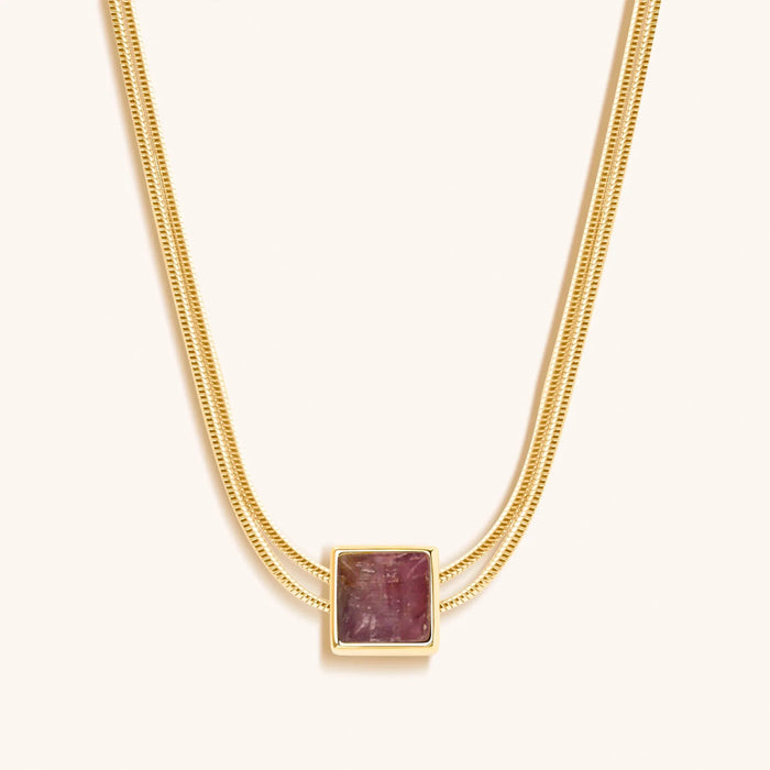 Charm & Harmonize Pink Tourmaline Evil Eye October Birthstone Necklace