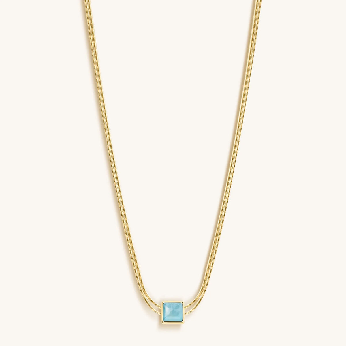 Nurture & Thrive Aquamarine Evil Eye March Birthstone Necklace