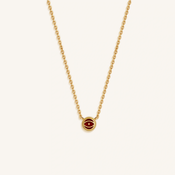 Radiant Shield Garnet January Birthstone Evil Eye Necklace