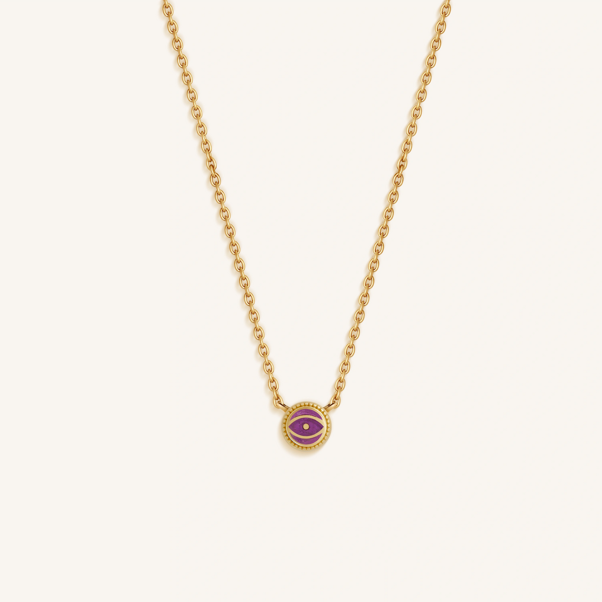 Twilight Guardian Amethyst February Birthstone Evil Eye Gold Necklace