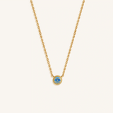 Tidal Serenity Aquamarine March Birthstone Evil Eye Gold Necklace