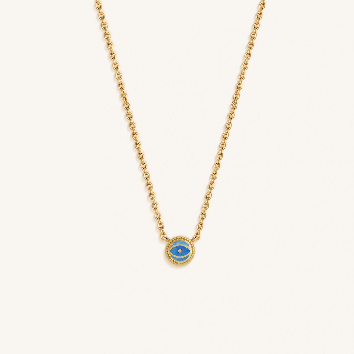 Tidal Serenity Aquamarine March Birthstone Evil Eye Gold Necklace