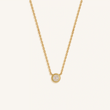 Luminous Sentinel White Quartz April Birthstone Evil Eye Gold Necklace