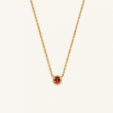 Crimson Guardian Ruby July Birthstone Evil Eye Gold Necklace