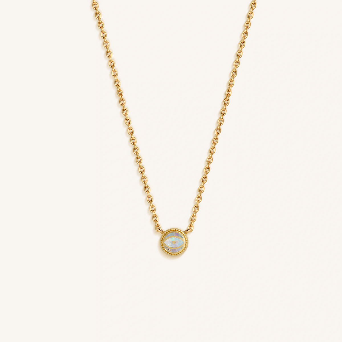 Aurora Whisper Opal October Birthstone Gold Necklace