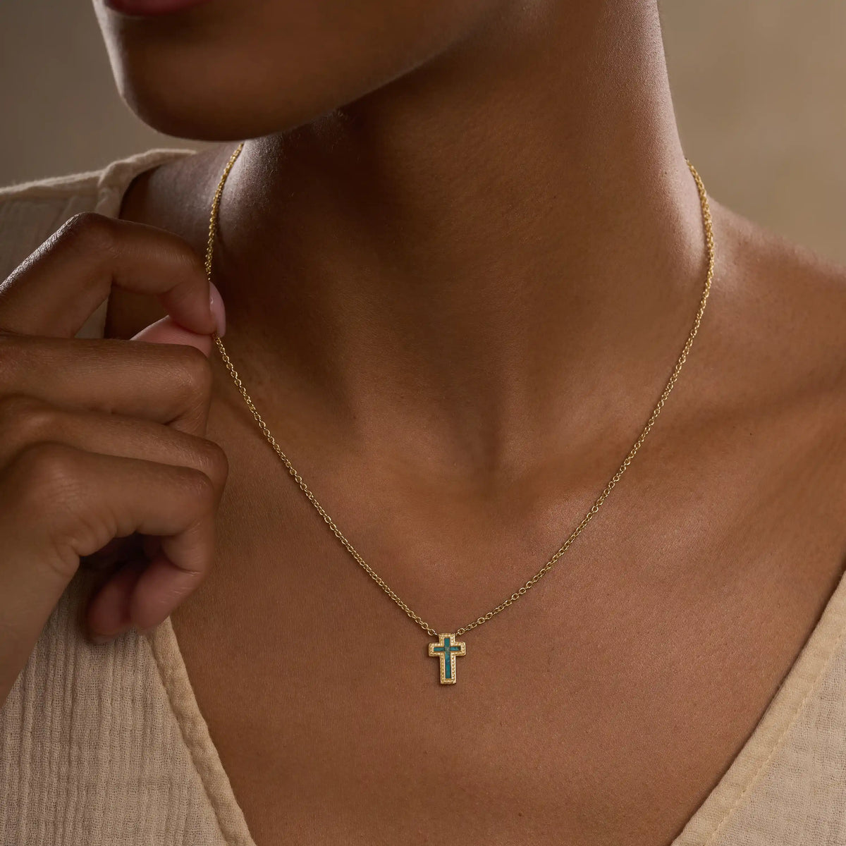 True Path Turquoise Cross Necklace
