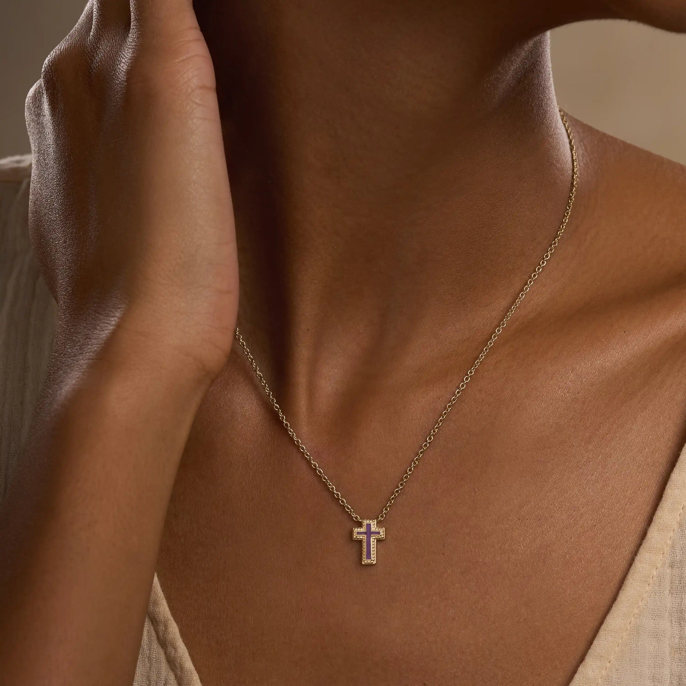 Calm Focus Amethyst Cross Necklace