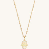 Glorious Shield 14K Gold Hamsa Hand Necklace