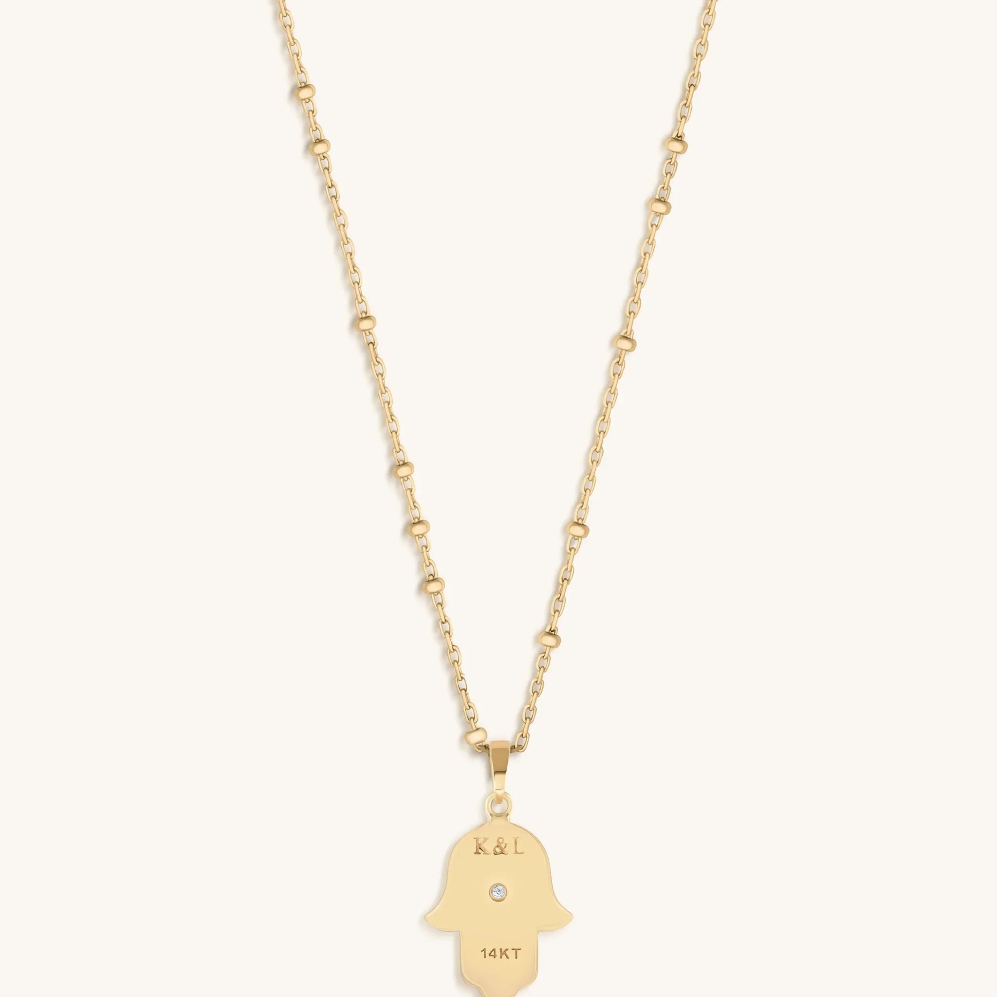 Glorious Shield 14K Gold Hamsa Hand Necklace