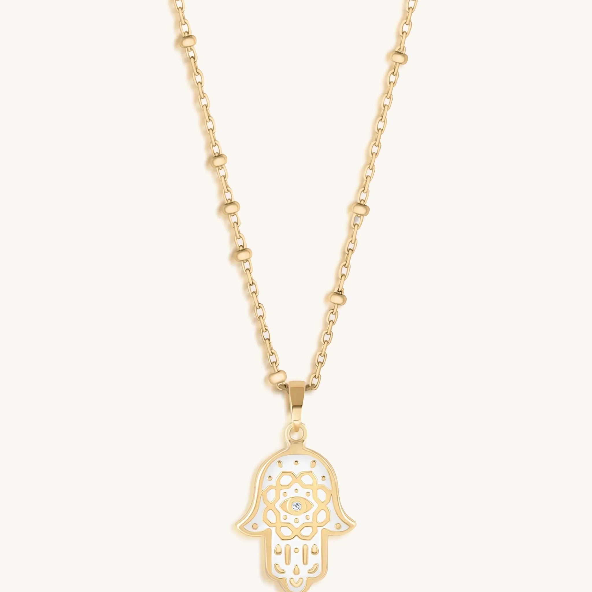 Glorious Shield 14K Gold Hamsa Hand Necklace