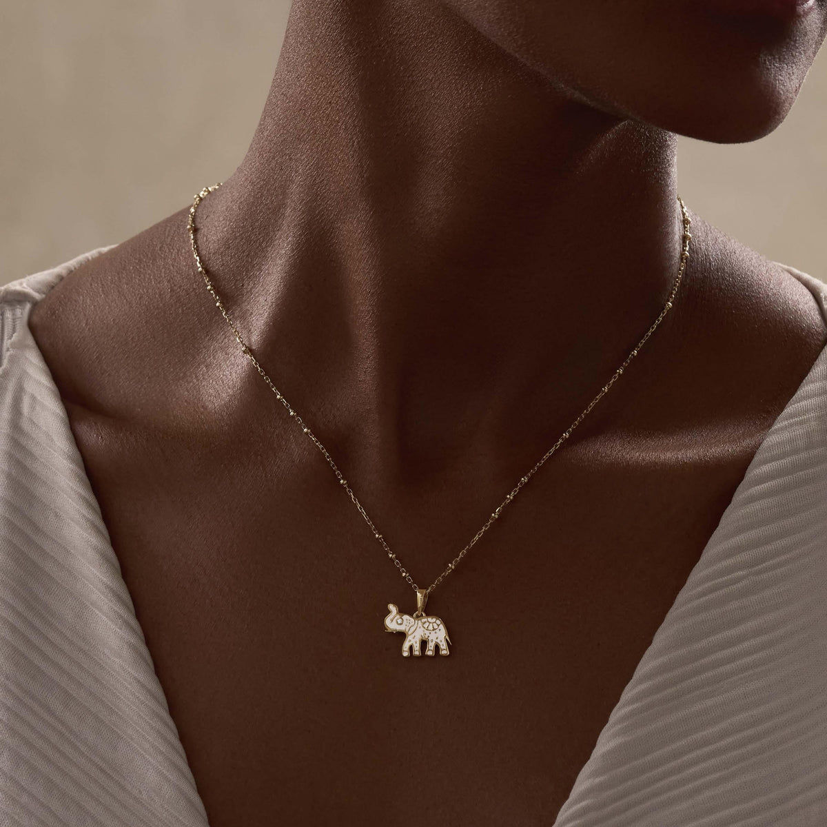 Ancient Wisdom - 14K Gold Elephant Necklace