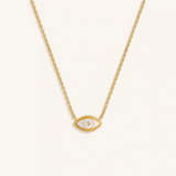 Celestial Guard 14K Gold Mother of Pearl Evil Eye Necklace