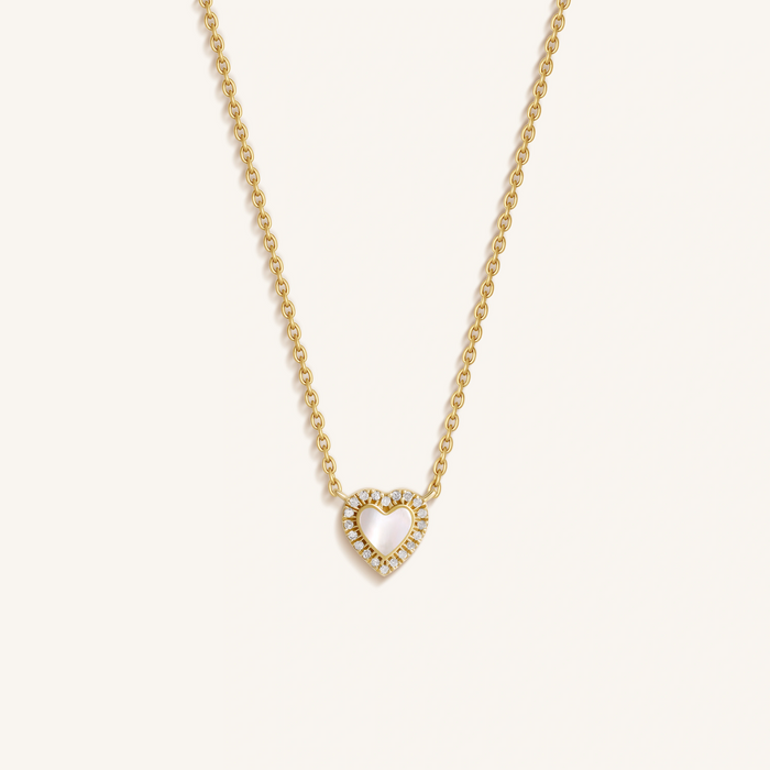 Radiant Heart 14K Gold Diamond & Mother of Pearl Necklace