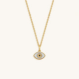 Endless Love Mother of Pearl Evil Eye Solid Gold Necklace