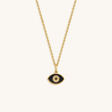 Lasting Serenity Onyx Evil Eye 14K Gold Necklace