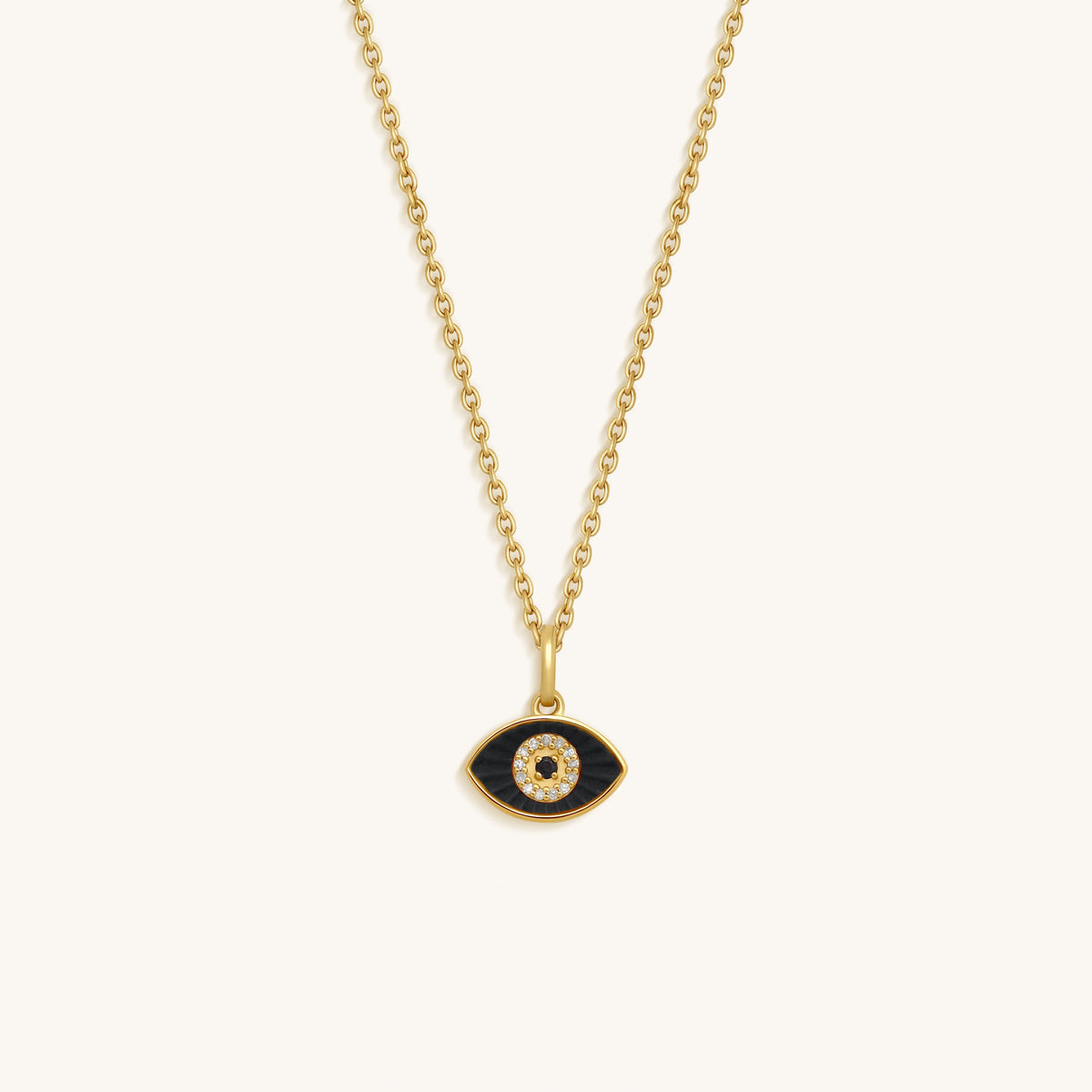 Lasting Serenity Onyx Evil Eye 14K Gold Necklace