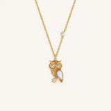 Moonlit Wisdom Owl Opal Necklace