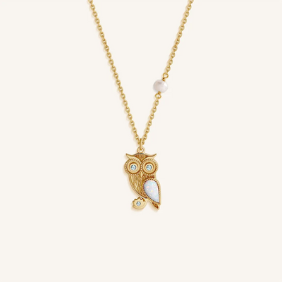 Moonlit Wisdom Owl Opal Necklace