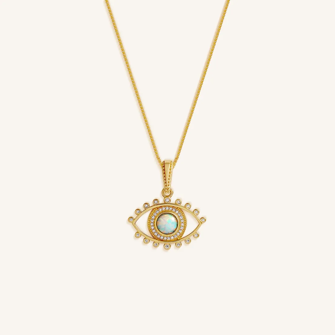 Luminous Guard Opal Evil Eye Necklace