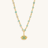 Soul’s Renewal Amazonite Lotus Gold Necklace