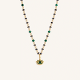 Tranquil Bloom Lotus Hematite & Malachite Necklace