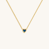 Confident Soul Lab Blue Opal Heart Gold Necklace