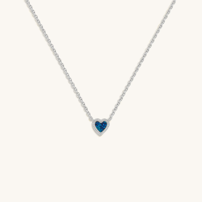 Calming Energy Lab Blue Opal Heart Silver Necklace