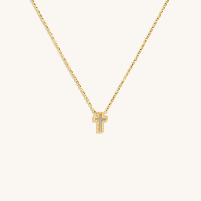 Sweet Surrender Mother of Pearl Cross Gold Necklace