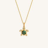 Enduring Grace Turtle Malachite & Emerald Necklace