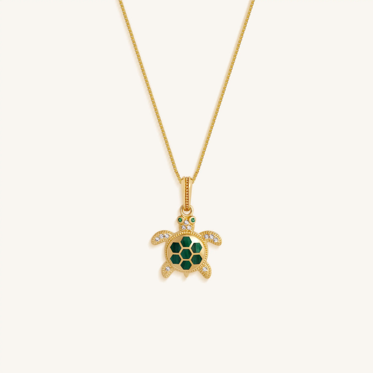 Enduring Grace Turtle Malachite & Emerald Necklace