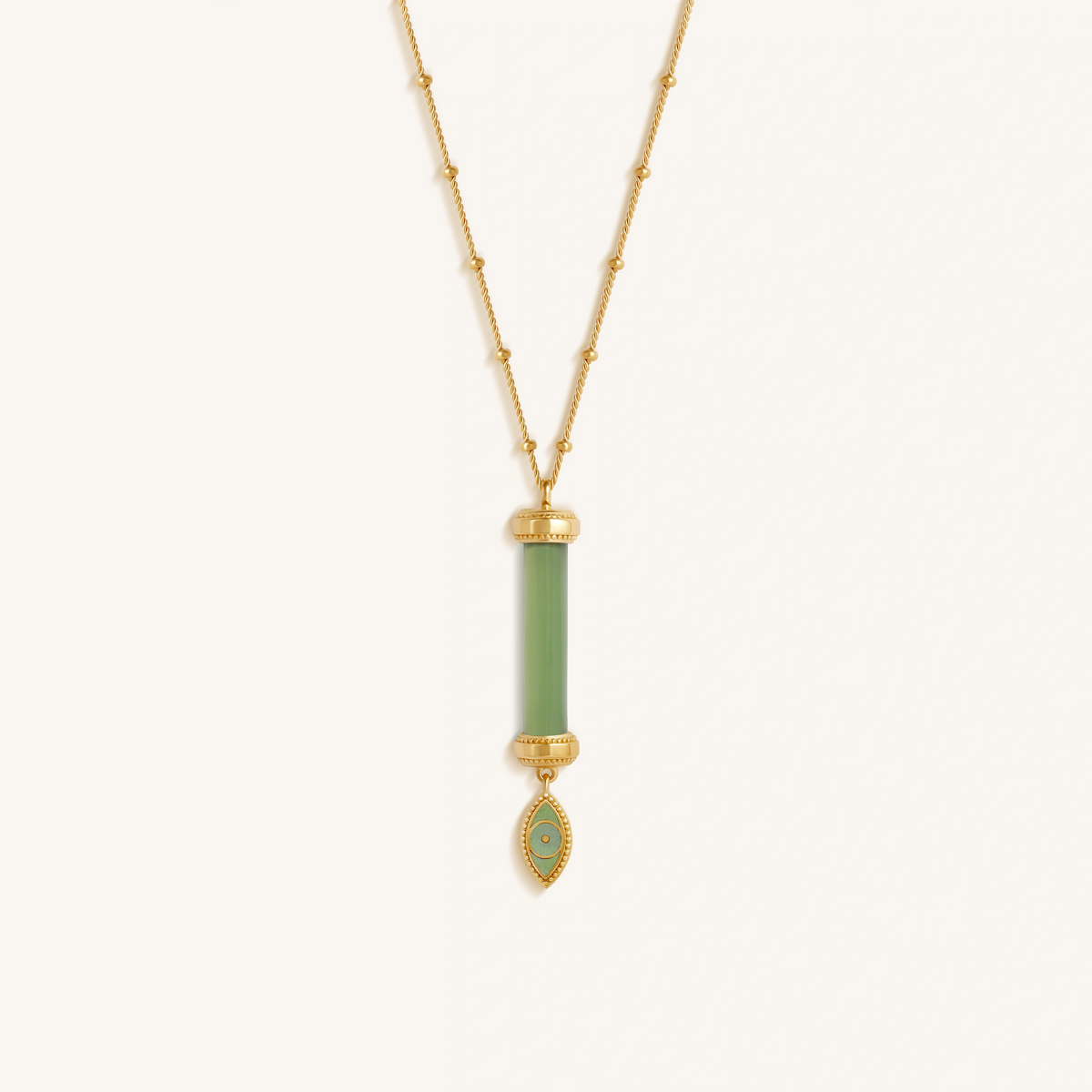 Guardian Spirit Jade Evil Eye Gold Necklace