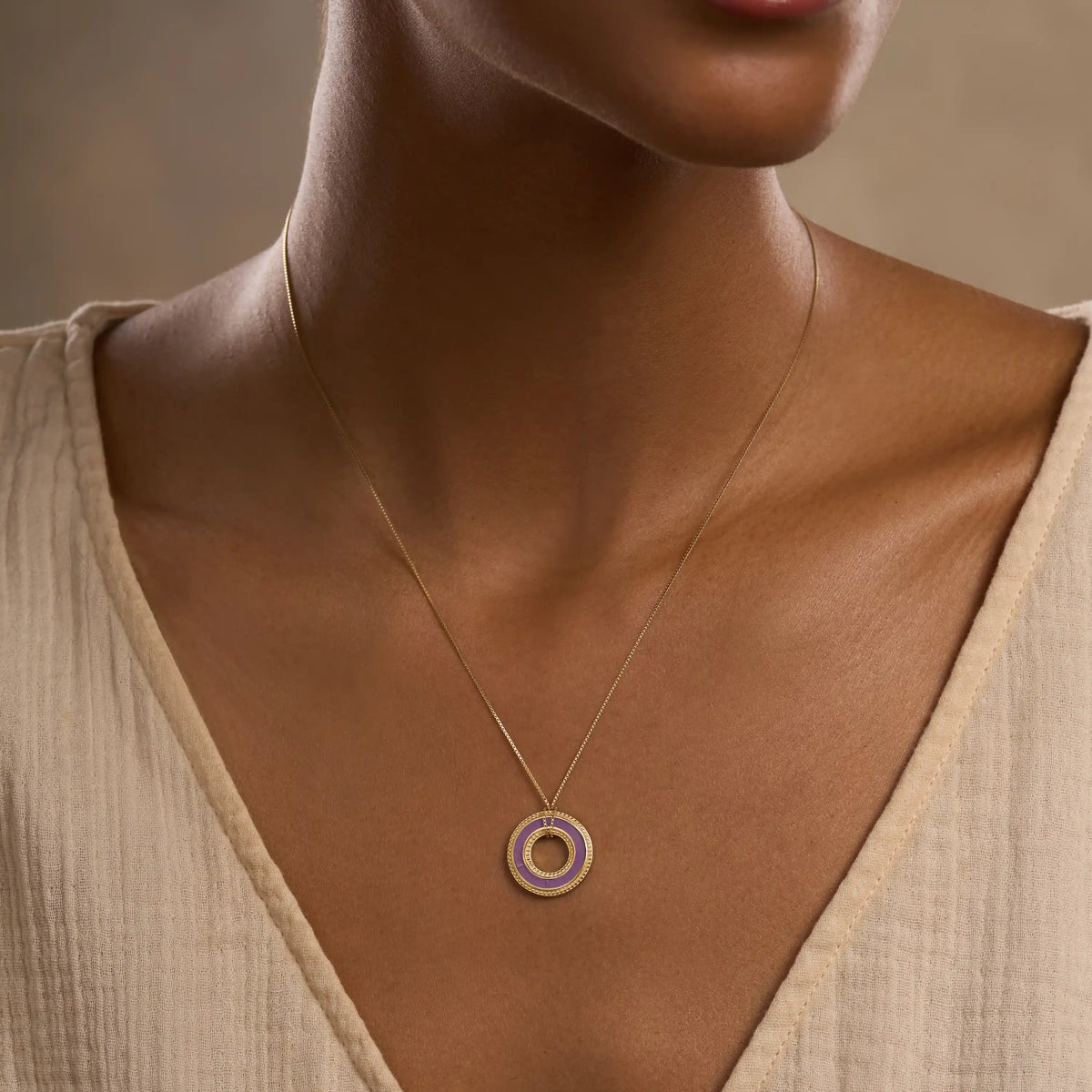 Inner Calm Amethyst Karma Circle Necklace