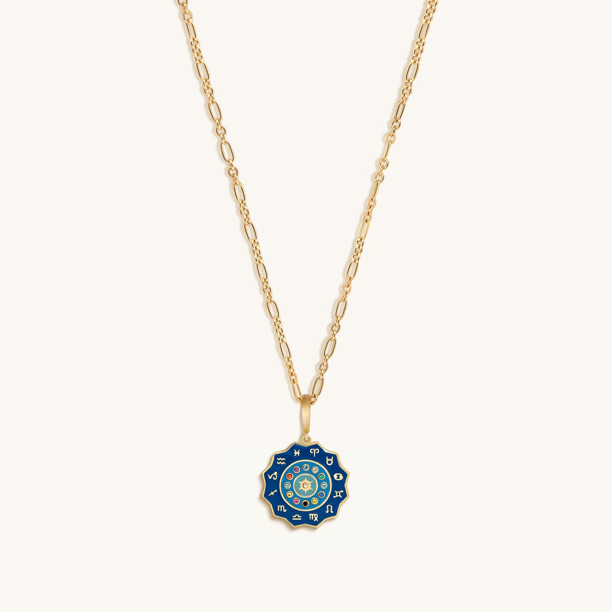 Embraced Individuality Birthstone Astro Wheel Charm Necklace