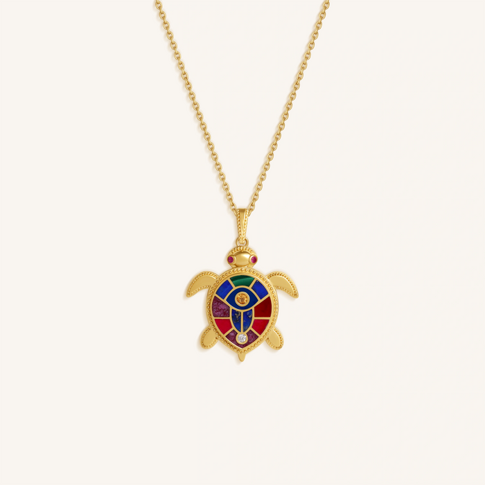Ocean Tranquility Turtle Charm Necklace